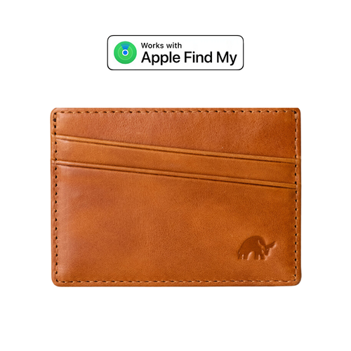 Leather magnetic wallet in slate color with Apple Find My compatibility